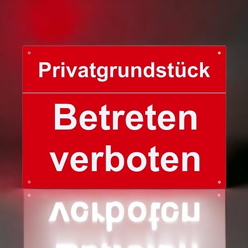 Hinweis Schild Privatgrundstück - Betreten Verboten - Warnschild aus Kunststoff - Graviertes Schild in verschiedenen Größen