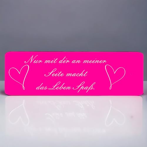 BigTrend24 Schlüsselanhänger mit Gravur - Nur mit dir an meiner Seite - Herz mit Spruch - Kunststoff in 10 verschiedenen Farben - 80x25mm