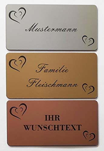 Klingelschild Türschild Herz Motiv Briefkastenschild Namensschild Gravur Klebend