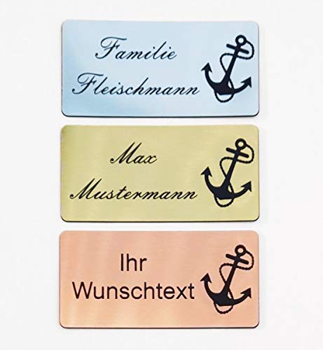Klingelschild Anker Heimathafen Motiv Briefkastenschild Namensschild Türschild Gravur Selbstklebend Wetterfest