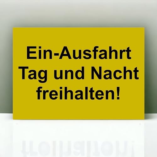 Hinweis Schild Ausfahrt Tag Und Nacht Freihalten Warnschild aus Kunststoff - Graviertes Schild in verschiedenen Größen
