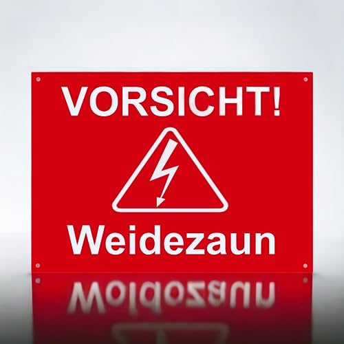 Hinweis Schild Vorsicht Weidezaun Warnschild aus Kunststoff - Graviertes Schild in verschiedenen Größen