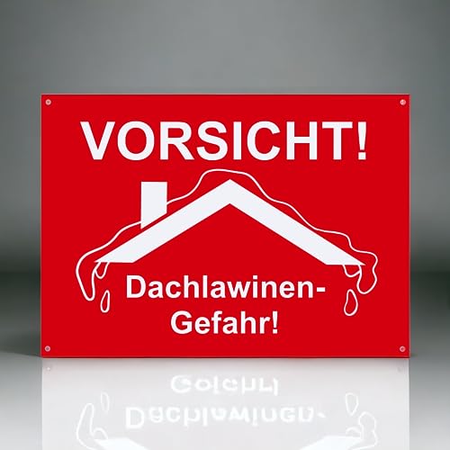 Hinweis Schild - Vorsicht Dachlawinen-Gefahr - Warnschild aus Kunststoff - Graviertes Schild in verschiedenen Größen