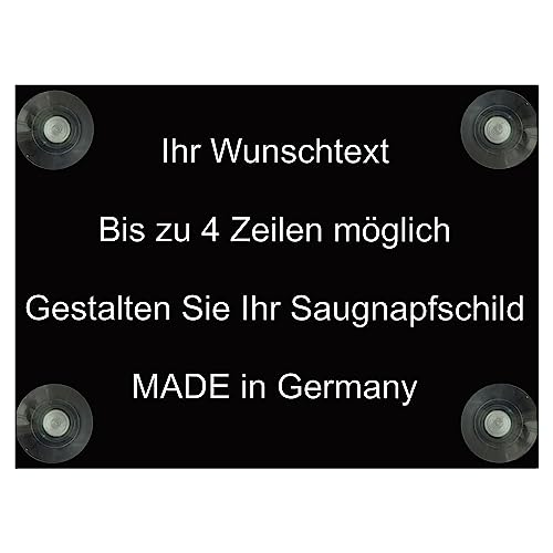 Hinweis Schild Saugnapfschild Wunschtext Gravur Schwarz Kunststoff 200x150mm (IHR WUNSCHTEXT)