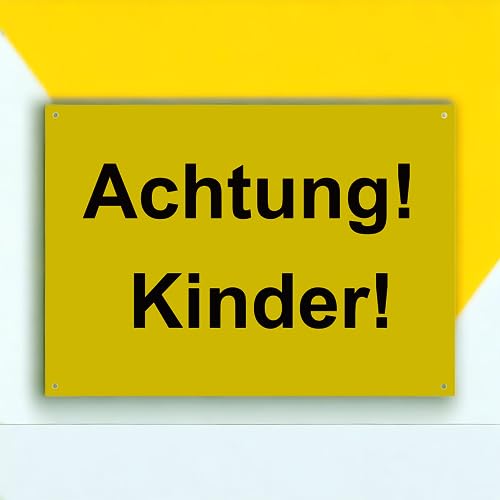 Hinweis Schild - Achtung Kinder - Warnschild aus Kunststoff - Graviertes Schild in verschiedenen Größen