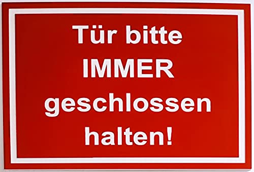 Warnschild Sicherheitsschild Tür Bitte Immer Geschlossen Halten Türschild Rahmen Rot