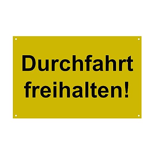Hinweis Schild - Durchfahrt freihalten - Warnschild aus Kunststoff - Graviertes Schild in verschiedenen Größen