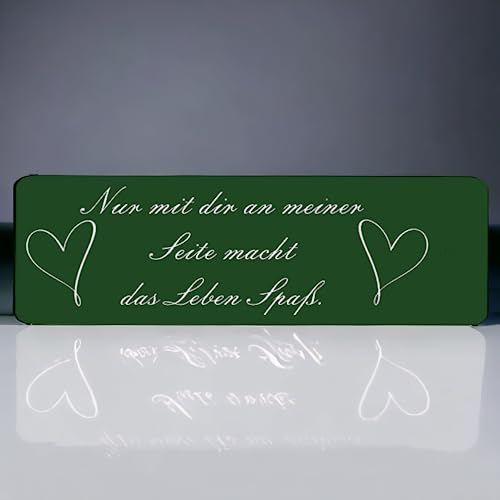 BigTrend24 Schlüsselanhänger mit Gravur - Nur mit dir an meiner Seite - Herz mit Spruch - Kunststoff in 10 verschiedenen Farben - 80x25mm