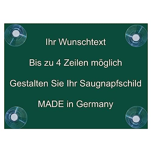 Hinweis Schild Saugnapfschild Wunschtext Gravur Grün Kunststoff 200x150mm (IHR WUNSCHTEXT)