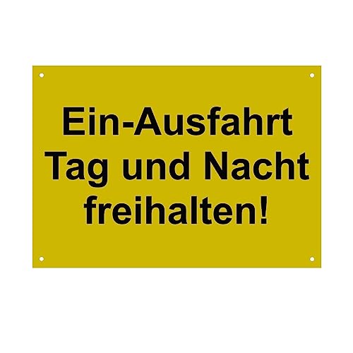 Hinweis Schild Ausfahrt Tag Und Nacht Freihalten Warnschild aus Kunststoff - Graviertes Schild in verschiedenen Größen