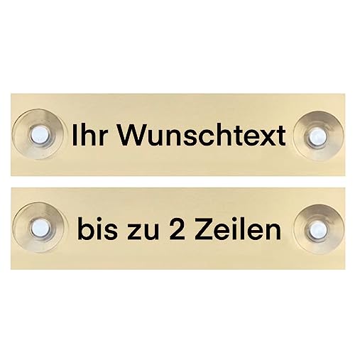 Hinweis Schild Saugnapfschild Wunschtext Gravur Gold Kunststoff 200x50mm (IHR WUNSCHTEXT)