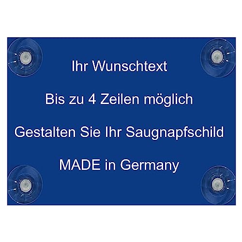 Hinweis Schild Saugnapfschild Wunschtext Gravur Blau Kunststoff 200x150mm (IHR WUNSCHTEXT)
