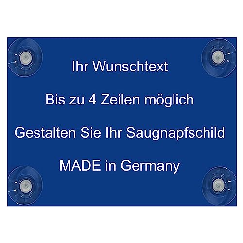 Hinweis Schild Saugnapfschild Wunschtext Gravur Blau Kunststoff 200x150mm (IHR WUNSCHTEXT)