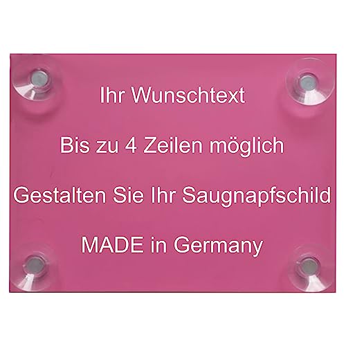 Hinweis Schild Saugnapfschild Wunschtext Gravur Pink Kunststoff 200x150mm (IHR WUNSCHTEXT)