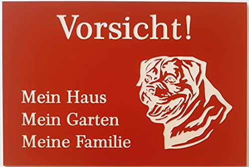 BigTrend24 Warnschild Vorsicht Rottweiler Schild Hundeschild Haus Garten Familie Rot