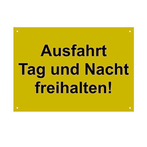 Hinweis Schild Ausfahrt Tag Und Nacht Freihalten Warnschild aus Kunststoff - Graviertes Schild in verschiedenen Größen