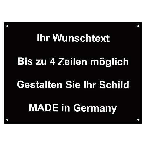 Hinweis Schild mit Wunschtext und Gravur aus Kunststoff - Personalisiertes Schild in verschiedenen Größen - 7 Farben zur Auswahl