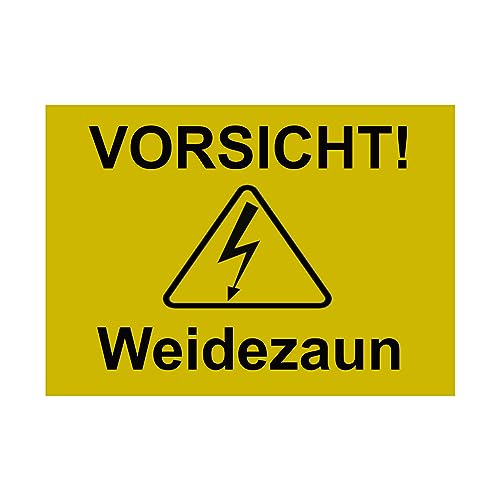 Hinweis Schild Vorsicht Weidezaun Warnschild aus Kunststoff - Graviertes Schild in verschiedenen Größen
