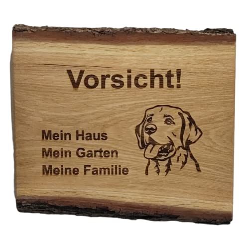 Warnschild Vorsicht Labrador Schild Hundeschild Haus Garten Familie Holz 40x33cm