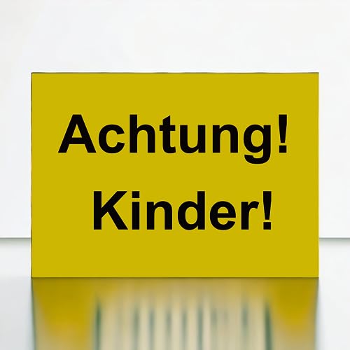 Hinweis Schild - Achtung Kinder - Warnschild aus Kunststoff - Graviertes Schild in verschiedenen Größen
