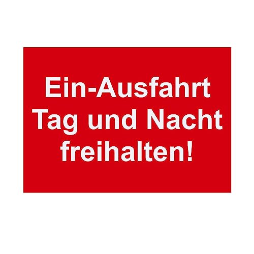Hinweis Schild Ausfahrt Tag Und Nacht Freihalten Warnschild aus Kunststoff - Graviertes Schild in verschiedenen Größen