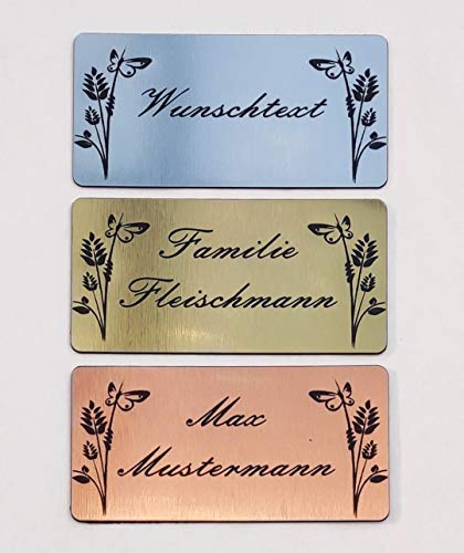 Klingelschild Türschild Blumen Motiv Briefkastenschild Namensschild Gravur Selbstklebend Wetterfest