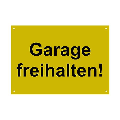 Hinweis Schild - Garage freihalten - Warnschild aus Kunststoff - Graviertes Schild in verschiedenen Größen