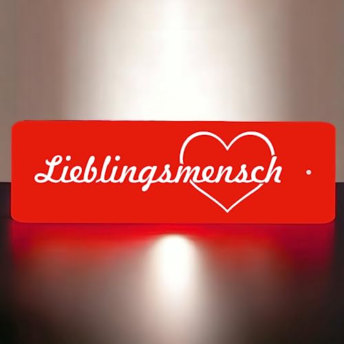 Schlüsselanhänger mit Gravur - Lieblingsmensch - Herz mit Spruch - Kunststoff in 10 verschiedenen Farben - 80x25mm