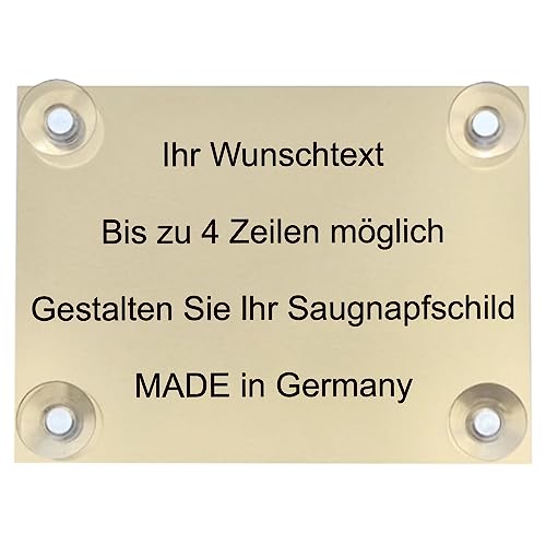 Hinweis Schild Saugnapfschild Wunschtext Gravur Gold Kunststoff 200x150mm (IHR WUNSCHTEXT)