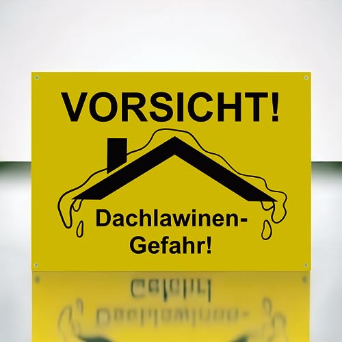 Hinweis Schild - Vorsicht Dachlawinen-Gefahr - Warnschild aus Kunststoff - Graviertes Schild in verschiedenen Größen