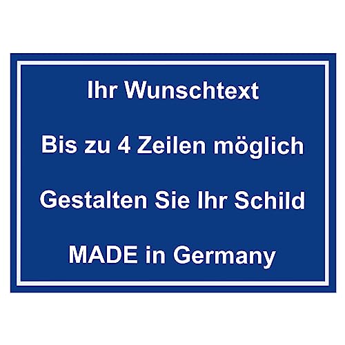 Hinweis Schild mit Wunschtext und Gravur aus Kunststoff - Rahmen - Personalisiertes Schild in verschiedenen Größen - 7 Farben zur Auswahl