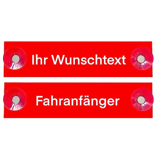 Hinweis Schild Saugnapfschild Wunschtext, Feuerwehr, Arzt, Notarzt, Kurierfahrer, Winterdienst Rot 200x50 mm…