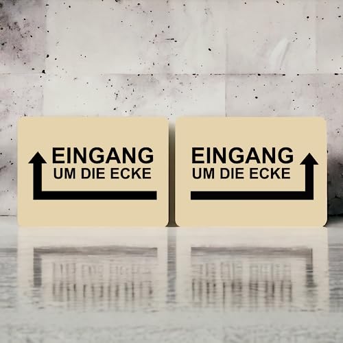 Hinweisschild Eingang um die Ecke Pfeil Links Rechts Selbstklebend Gold