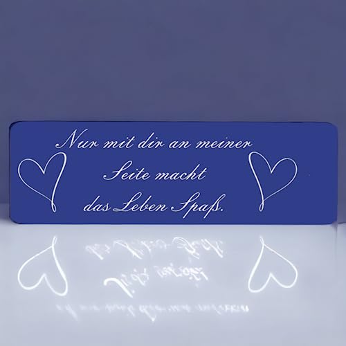 BigTrend24 Schlüsselanhänger mit Gravur - Nur mit dir an meiner Seite - Herz mit Spruch - Kunststoff in 10 verschiedenen Farben - 80x25mm