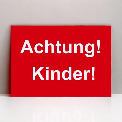 Hinweis Schild - Achtung Kinder - Warnschild aus Kunststoff - Graviertes Schild in verschiedenen Größen