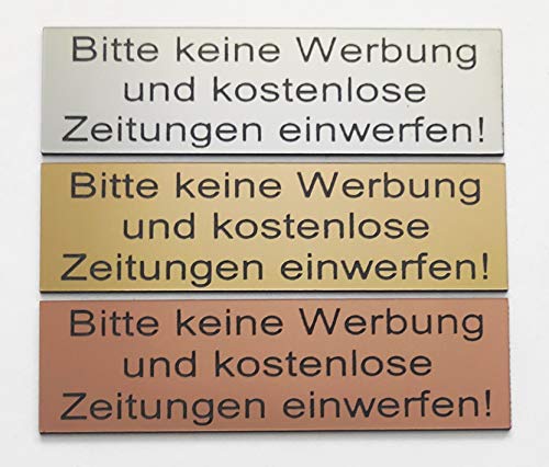 Briefkastenschild - Bitte keine Werbung und kostenlose Zeitungen einwerfen! Stoppt nervige Werbung