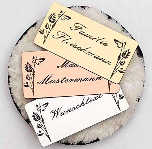 Klingelschild Türschild Blumen Motiv Briefkastenschild Namensschild Gravur Selbstklebend Wetterfest