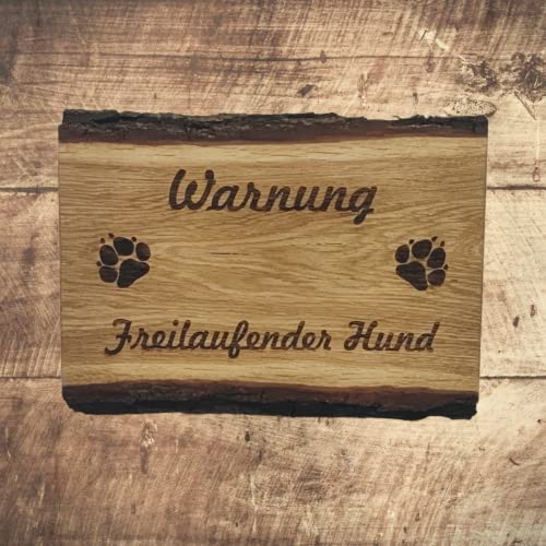 Warnschild Warnung Freilaufender Hund Hundeschild Holz 30x25cm