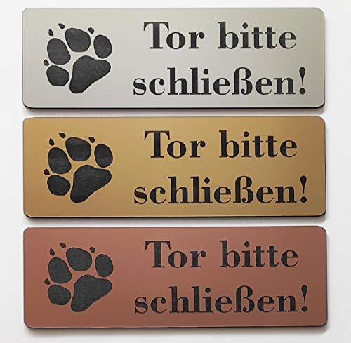 BigTrend24 Hundeschild Warnschild Tor Bitte Schließen 12x4cm Selbstklebend Gravur Schild Achtung Hund