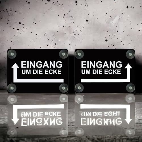 Hinweis Schild Saugnapfschild Eingang um die Ecke Gravur Kunststoff 200x150mm Schwarz
