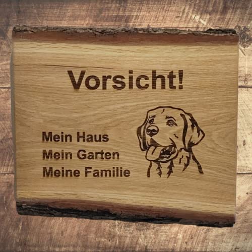 Warnschild Vorsicht Labrador Schild Hundeschild Haus Garten Familie Holz 40x33cm