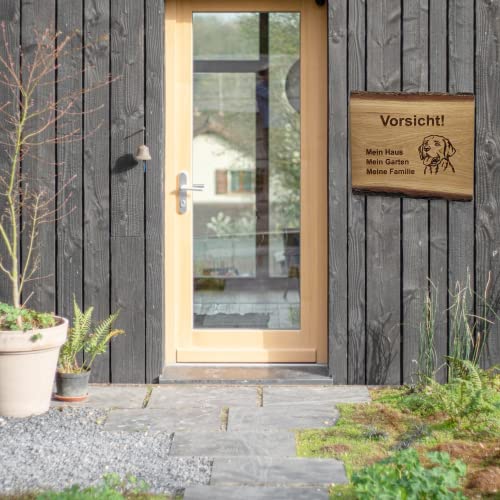 Warnschild Vorsicht Labrador Schild Hundeschild Haus Garten Familie Holz 40x33cm