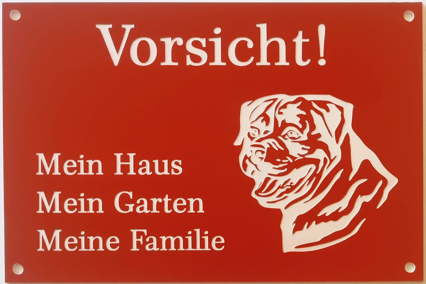 BigTrend24 Warnschild Vorsicht Rottweiler Schild Hundeschild Haus Garten Familie Rot